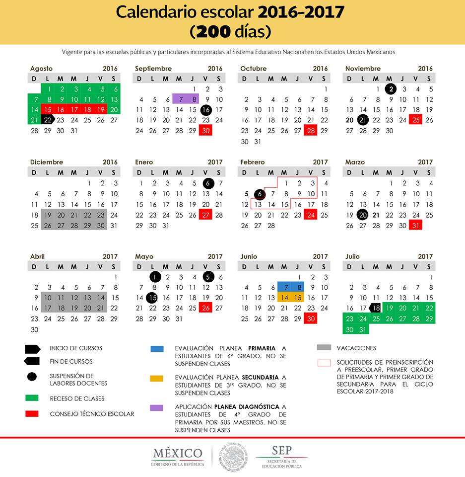 Calendario SEP 200 días